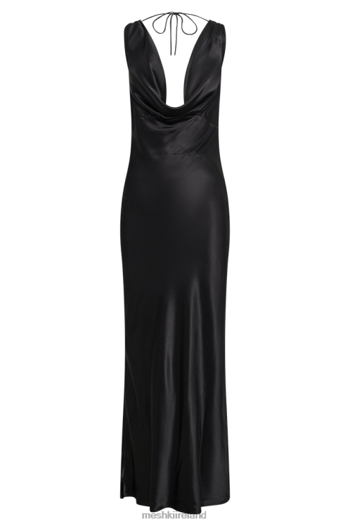 Meshki Angelique Satin Cowl Back Maxi Dress Clothing Black 6DX2292