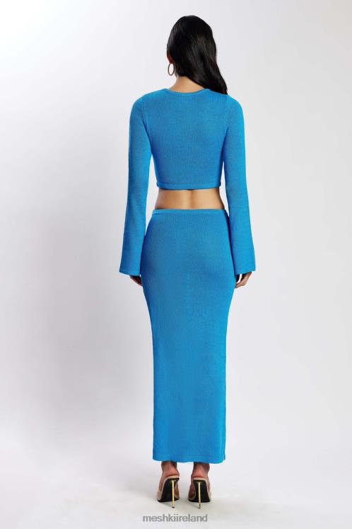 Meshki Anna Flare Sleeve Knit Dress Clothing Azure Blue 6DX22748