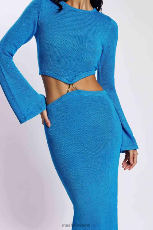 Meshki Anna Flare Sleeve Knit Dress Clothing Azure Blue 6DX22748