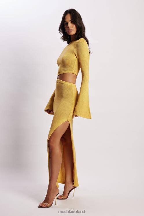 Meshki Anna Flare Sleeve Knit Dress Clothing Yellow 6DX22356