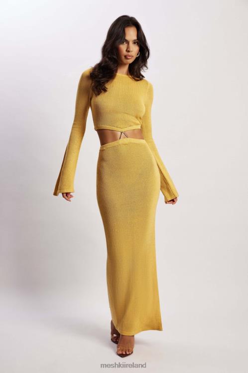 Meshki Anna Flare Sleeve Knit Dress Clothing Yellow 6DX22356