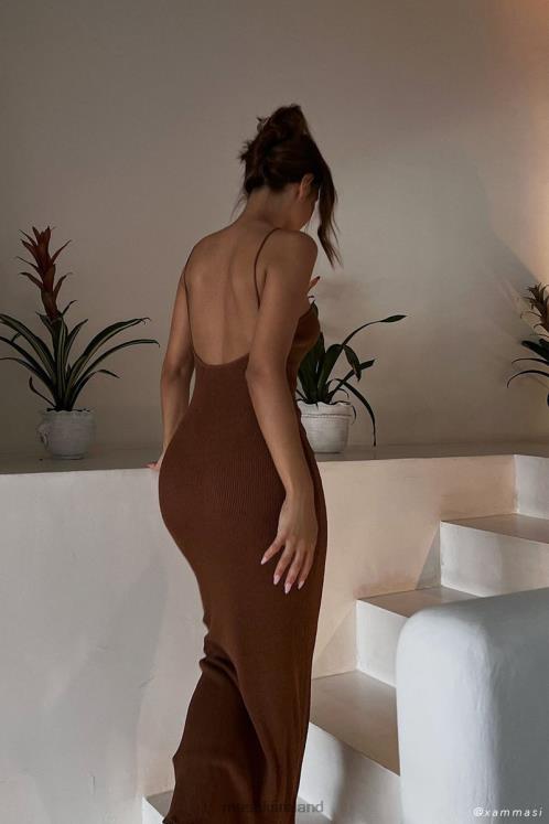 Meshki Aryana Asymmetrical Straight Maxi Halter Knit Dress Clothing Clay 6DX22727