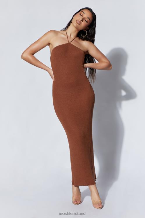 Meshki Aryana Asymmetrical Straight Maxi Halter Knit Dress Clothing Clay 6DX22727