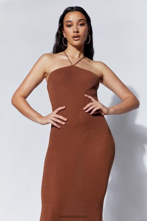 Meshki Aryana Asymmetrical Straight Maxi Halter Knit Dress Clothing Clay 6DX22727