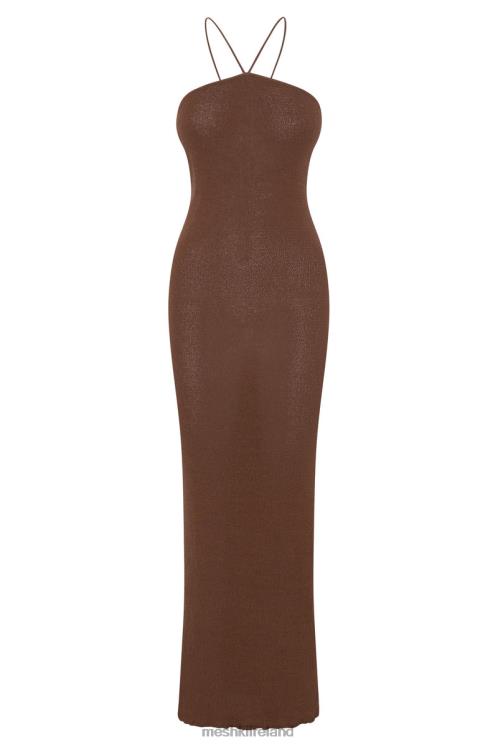 Meshki Aryana Asymmetrical Straight Maxi Halter Knit Dress Clothing Clay 6DX22727