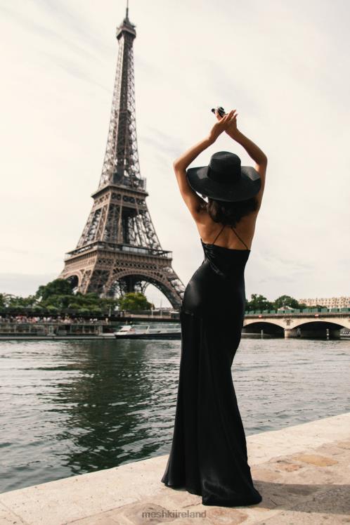 Meshki Avery Satin Maxi Halter Dress Clothing Black 6DX22444