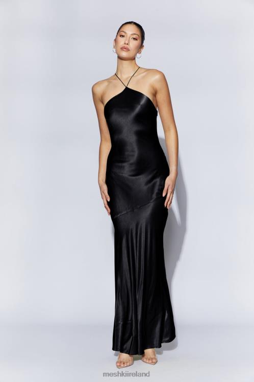 Meshki Avery Satin Maxi Halter Dress Clothing Black 6DX22444