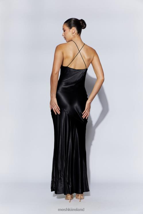 Meshki Avery Satin Maxi Halter Dress Clothing Black 6DX22444