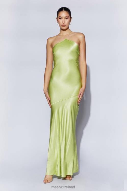 Meshki Avery Satin Maxi Halter Dress Clothing Pistachio Green 6DX22511