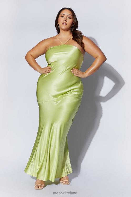 Meshki Avery Satin Maxi Halter Dress Clothing Pistachio Green 6DX22511