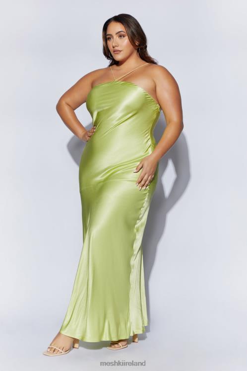 Meshki Avery Satin Maxi Halter Dress Clothing Pistachio Green 6DX22511