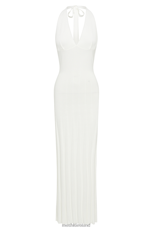 Meshki Caity Ribbed Halter Maxi Dress Clothing White 6DX2258