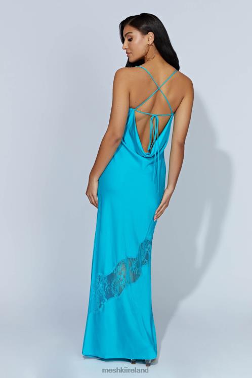 Meshki Chandra Lace Detail Satin Maxi Dress Clothing Aquamarine 6DX22117