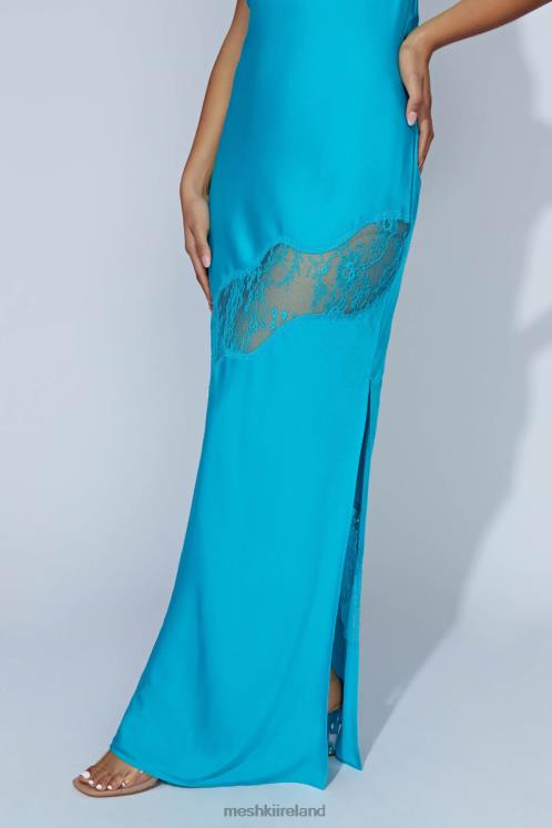 Meshki Chandra Lace Detail Satin Maxi Dress Clothing Aquamarine 6DX22117