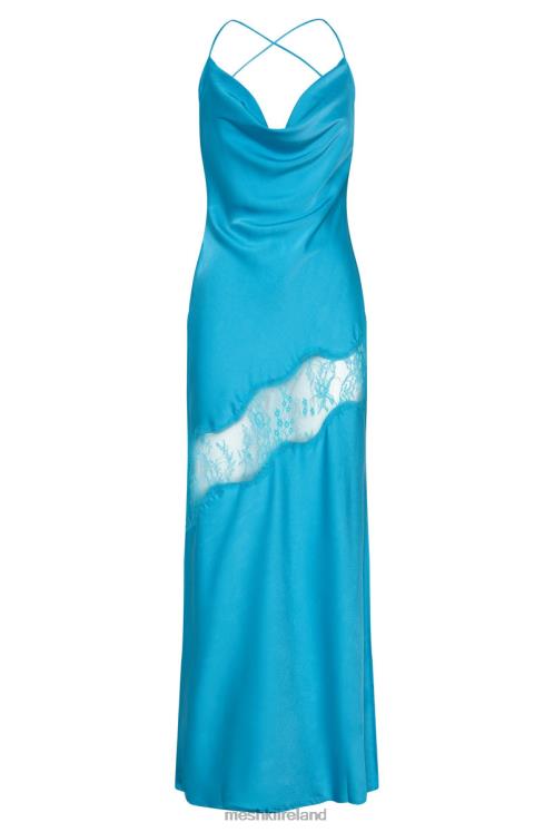 Meshki Chandra Lace Detail Satin Maxi Dress Clothing Aquamarine 6DX22117