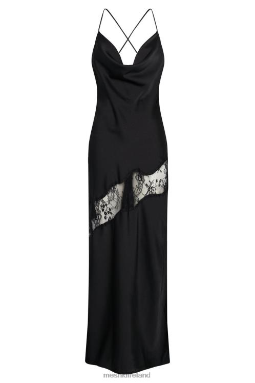 Meshki Chandra Lace Detail Satin Maxi Dress Clothing Black 6DX22179
