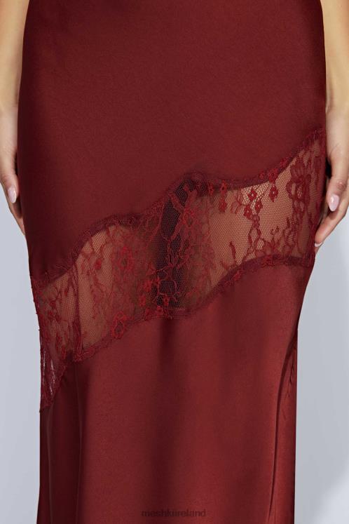 Meshki Chandra Lace Detail Satin Maxi Dress Clothing Cherry Chocolate 6DX2285