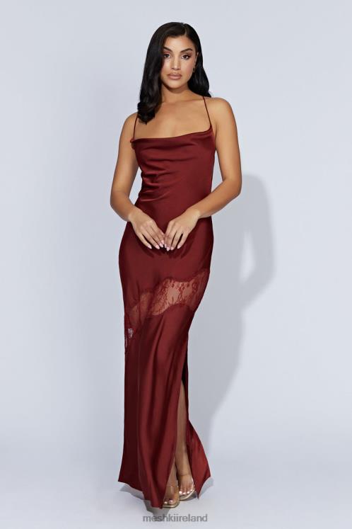 Meshki Chandra Lace Detail Satin Maxi Dress Clothing Cherry Chocolate 6DX2285