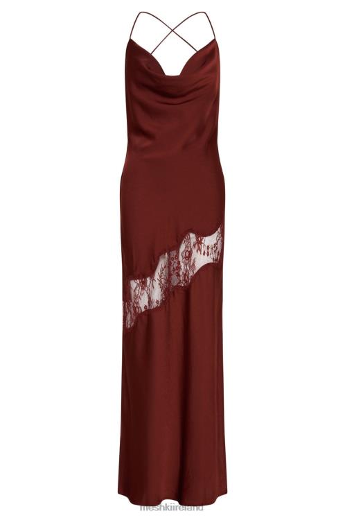 Meshki Chandra Lace Detail Satin Maxi Dress Clothing Cherry Chocolate 6DX2285