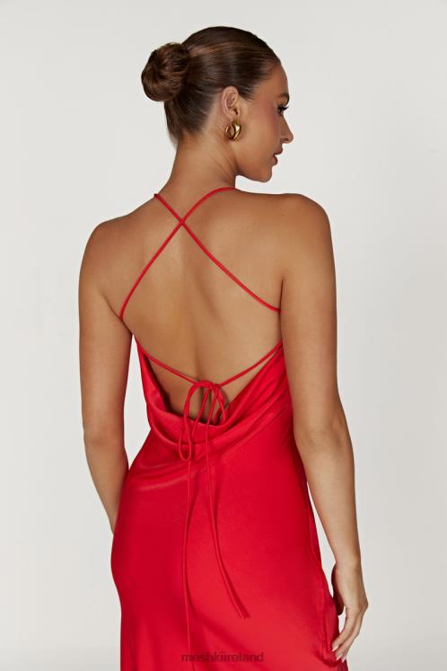 Meshki Chandra Lace Detail Satin Maxi Dress Clothing Red 6DX22283