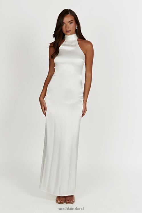 Meshki Claire Satin Drape Back Maxi Dress Clothing White 6DX22187