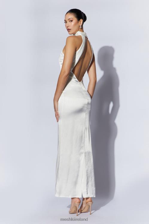 Meshki Claire Satin Drape Back Maxi Dress Clothing White 6DX22187