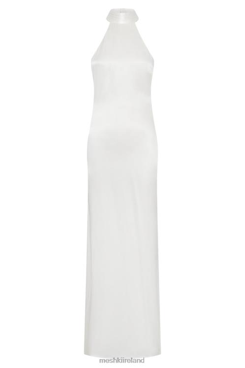 Meshki Claire Satin Drape Back Maxi Dress Clothing White 6DX22187