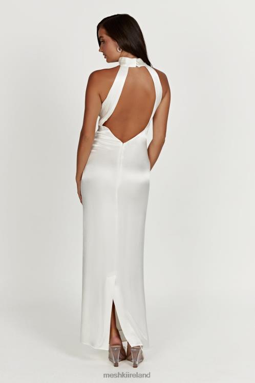 Meshki Claire Satin Drape Back Maxi Dress Clothing White 6DX22187