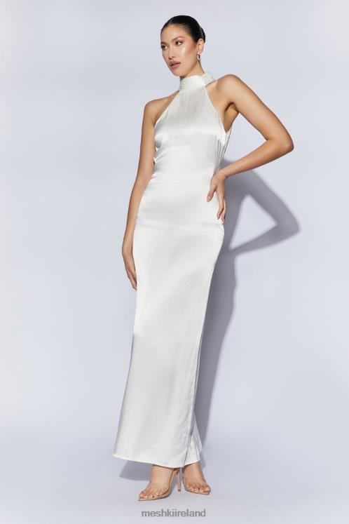 Meshki Claire Satin Drape Back Maxi Dress Clothing White 6DX22187