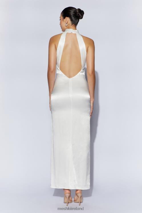Meshki Claire Satin Drape Back Maxi Dress Clothing White 6DX22187