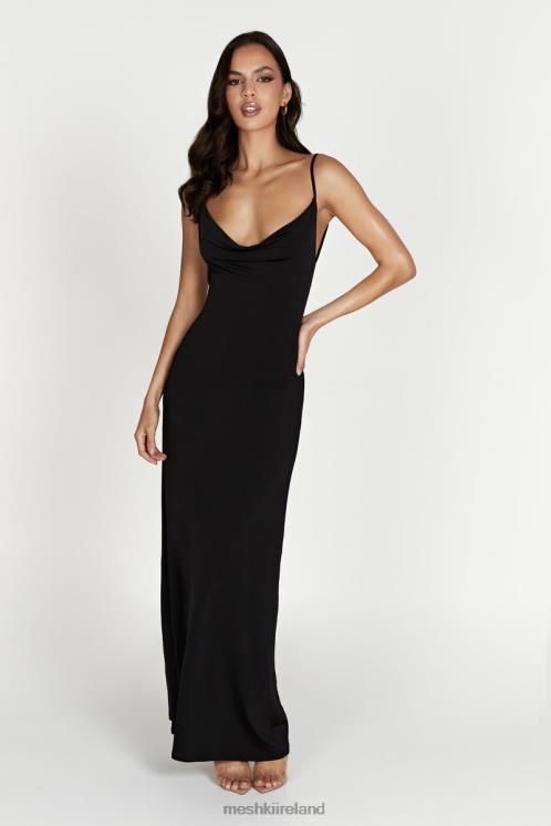 Meshki Darcy Cowl Maxi Dress With Low Back Clothing Black 6DX22372