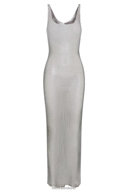 Meshki Delara Diamante Mesh Maxi Dress Clothing Black 6DX22738