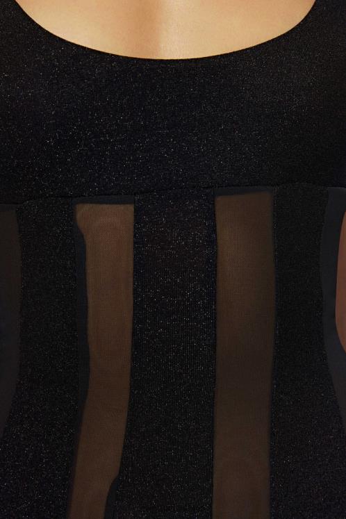 Meshki Dominique Panelled Maxi Dress Clothing Black 6DX22428