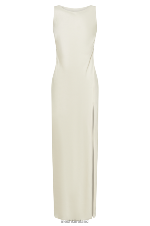 Meshki Gemima Satin Maxi Dress With Split Clothing Ivory 6DX2215