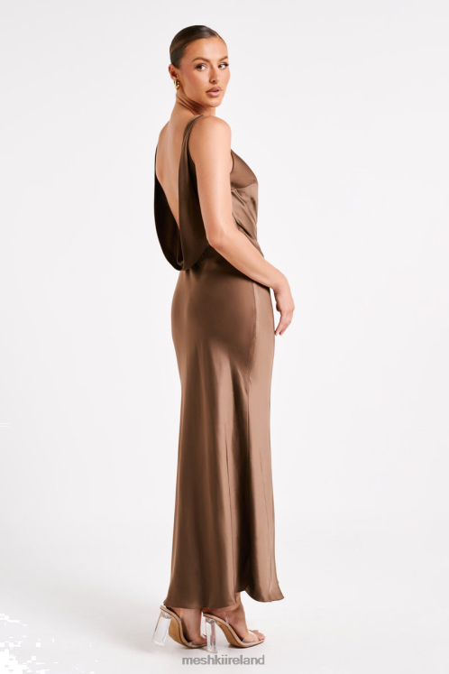 Meshki Gemima Satin Maxi Dress With Split Clothing Mocha 6DX222