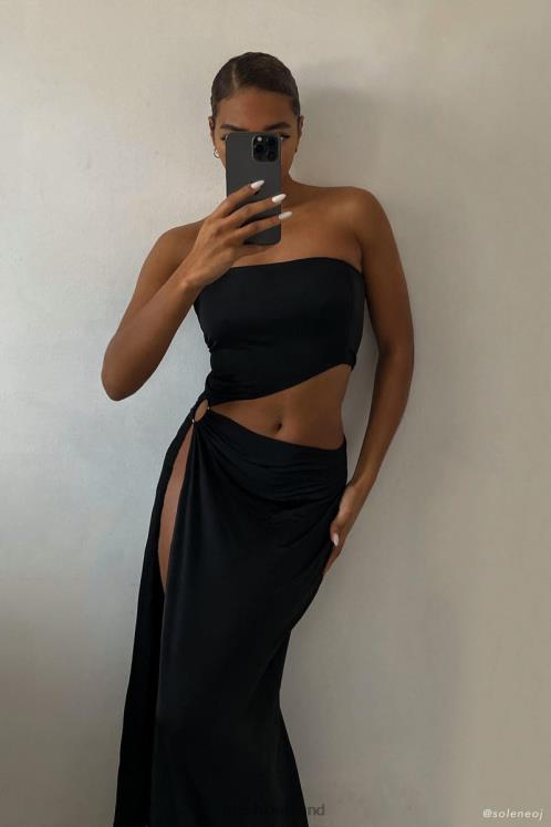 Meshki Giada O-Ring Strapless Maxi Dress Clothing Black 6DX22741