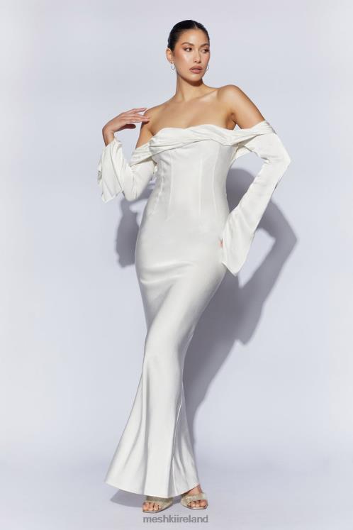 Meshki Giselle Off Shoulder Cowl Neck Maxi Dress Clothing White 6DX2240