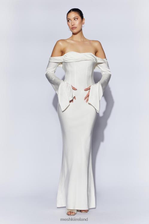 Meshki Giselle Off Shoulder Cowl Neck Maxi Dress Clothing White 6DX2240