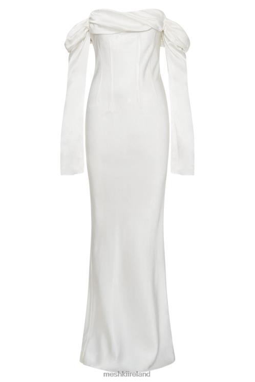 Meshki Giselle Off Shoulder Cowl Neck Maxi Dress Clothing White 6DX2240