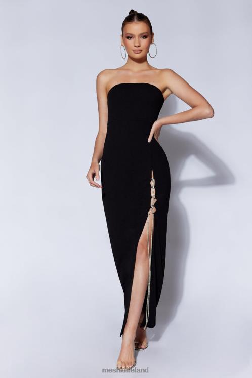 Meshki Imogen Diamante Rope Strapless Maxi Dress With Split Clothing Black 6DX22507