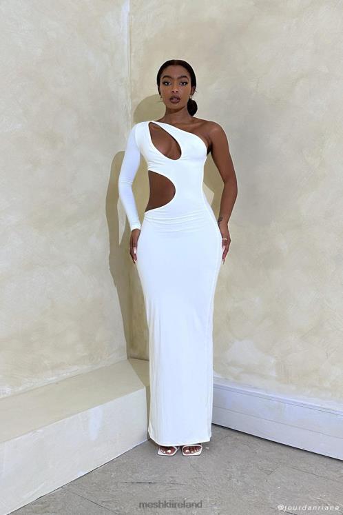 Meshki Joyce One Shoulder Cut Out Maxi Dress Clothing White 6DX22465