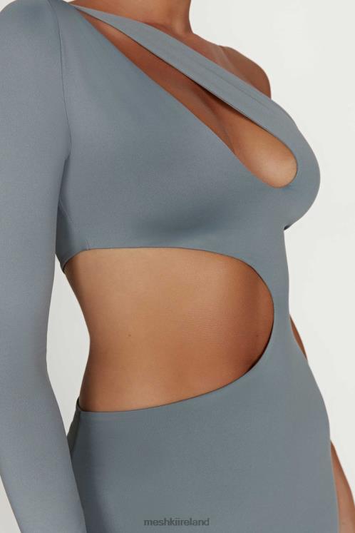 Meshki Joyce Recycled Nylon Cut Out Maxi Dress Clothing Light Charcoal 6DX22309