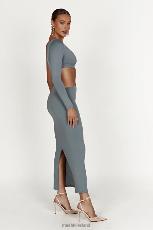 Meshki Joyce Recycled Nylon Cut Out Maxi Dress Clothing Light Charcoal 6DX22309