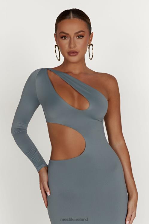 Meshki Joyce Recycled Nylon Cut Out Maxi Dress Clothing Light Charcoal 6DX22309