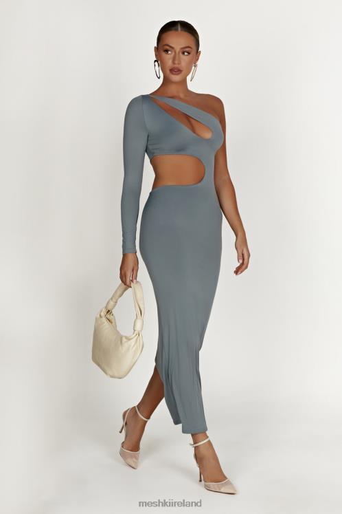 Meshki Joyce Recycled Nylon Cut Out Maxi Dress Clothing Light Charcoal 6DX22309
