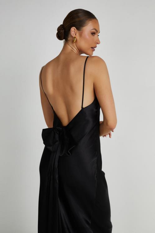 Meshki Kailey Low Back Maxi Dress With Detachable Bow Train Clothing Black 6DX22190