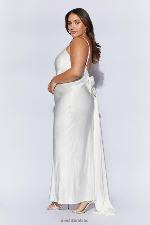 Meshki Kailey Low Back Maxi Dress With Detachable Bow Train Clothing White 6DX2296