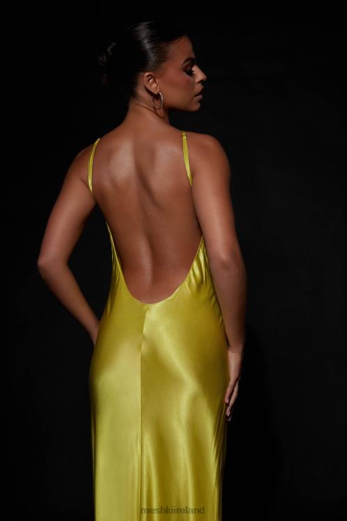 Meshki Lucia Satin Cut Out Maxi Dress Clothing Chartreuse 6DX22530