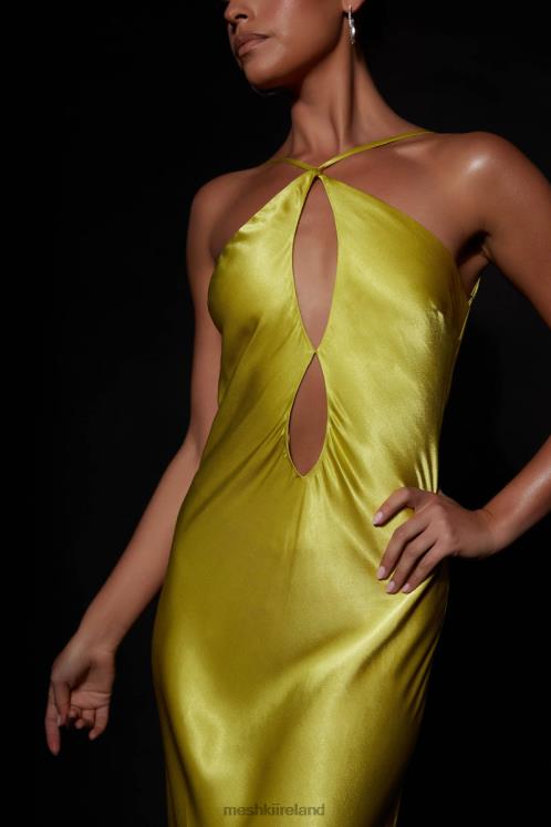 Meshki Lucia Satin Cut Out Maxi Dress Clothing Chartreuse 6DX22530
