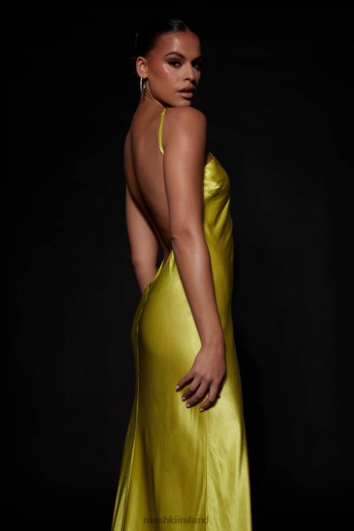 Meshki Lucia Satin Cut Out Maxi Dress Clothing Chartreuse 6DX22530